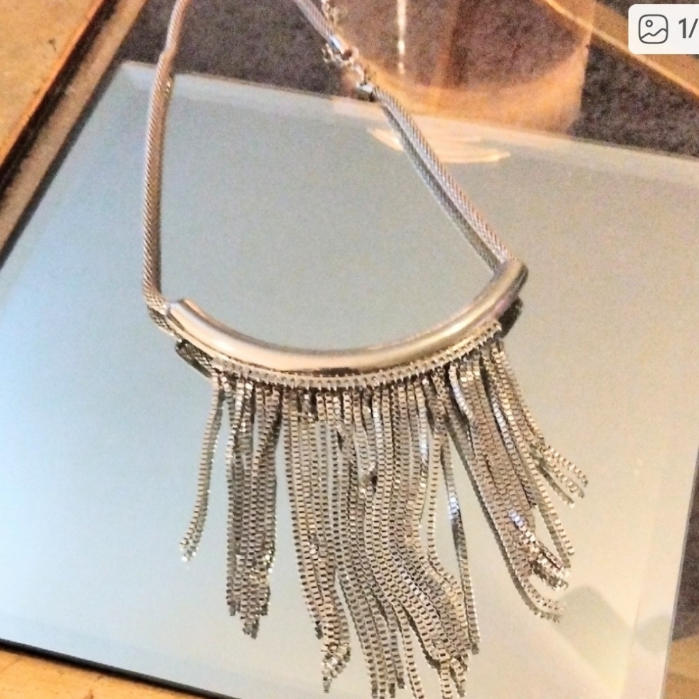 silver necklace long